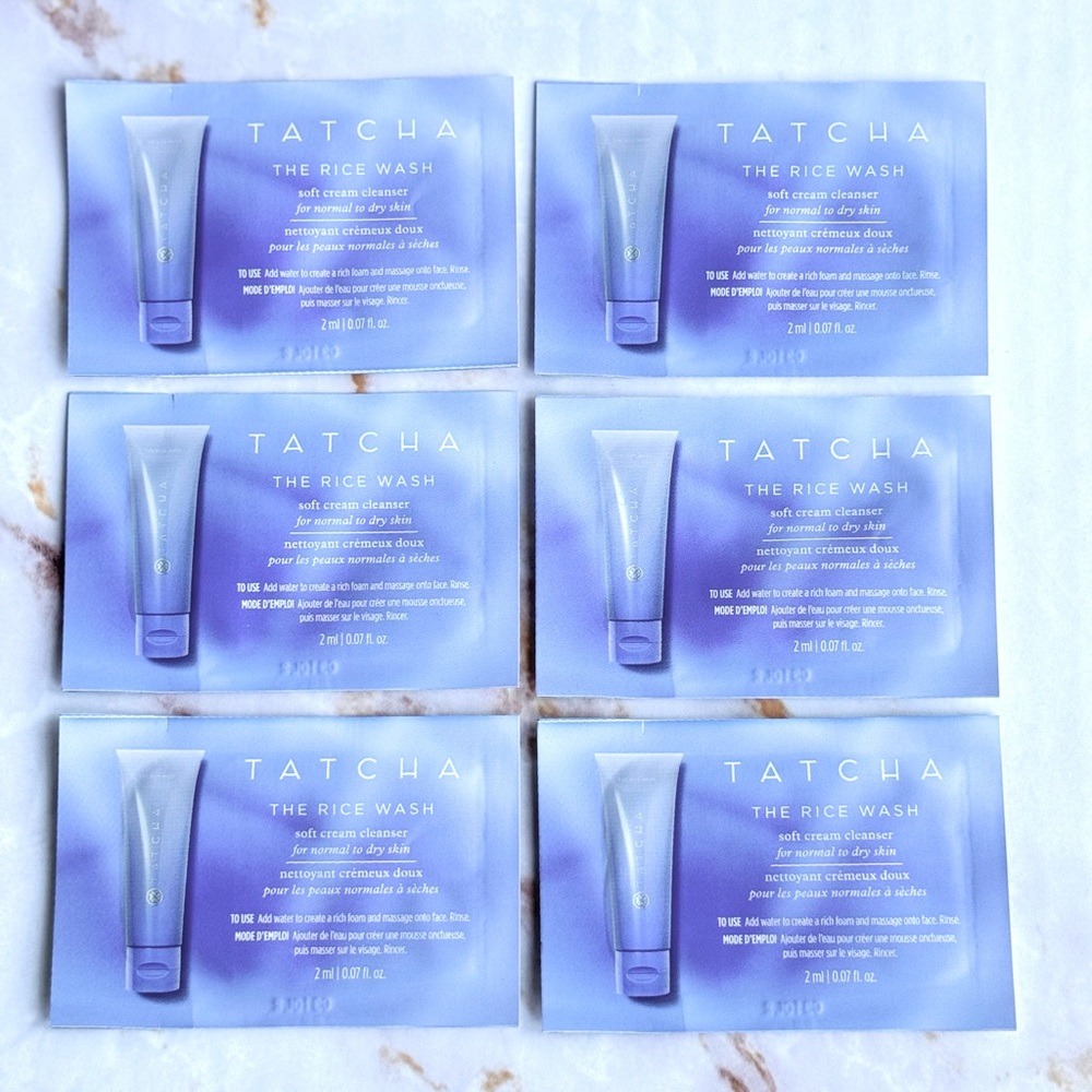 6 Tatcha The Rice Wash Face Facial Cleanser Skincare Sample Packets Travel